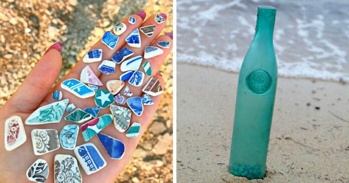 Девушка ищет на пляже материалы для украшений и показывает в Инстаграме свои удивительные находки